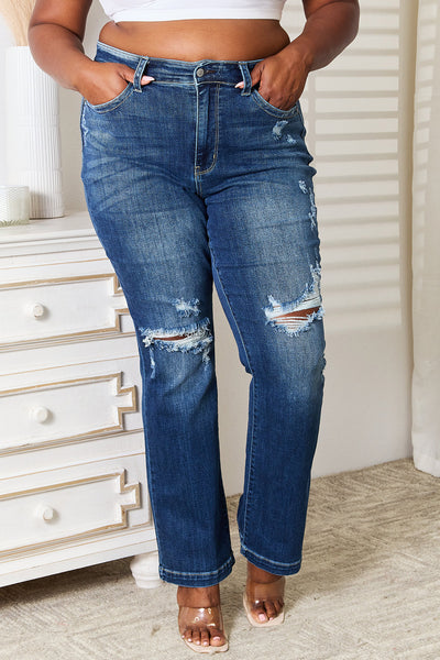 Judy Blue Full Size Mid Rise Hand Sand & Destroy Bootcut Jeans 2668south