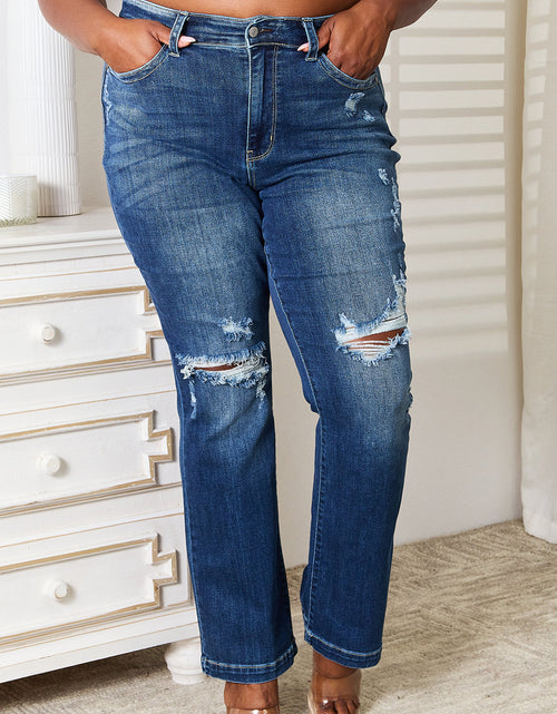 Load image into Gallery viewer, Judy Blue Full Size Mid Rise Hand Sand &amp; Destroy Bootcut Jeans 2668south
