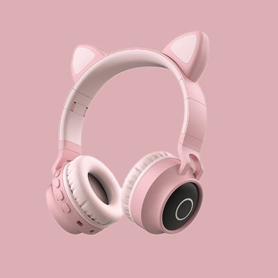 LED Light Cat Ear Headphones Wireless Bluetooth 5.0 Headset Portable Foldable Kids Headphone With Microphone Best Gift 2668south