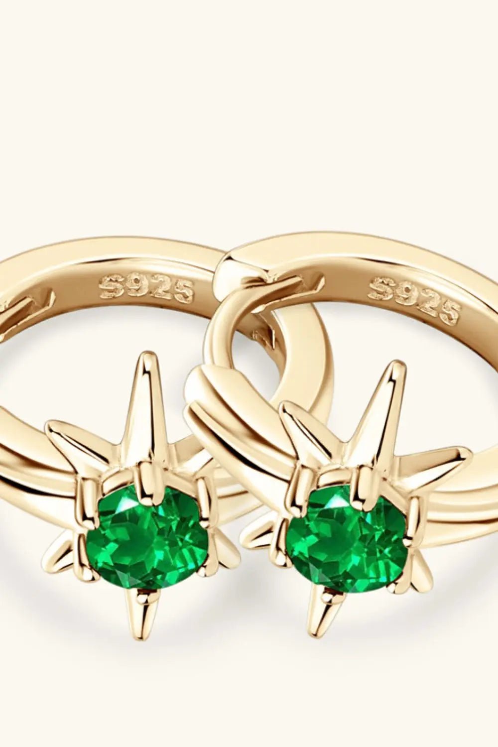 Lab-Grown Emerald Huggie Earrings 2668south