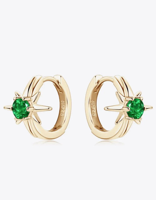 Load image into Gallery viewer, Lab-Grown Emerald Huggie Earrings 2668south
