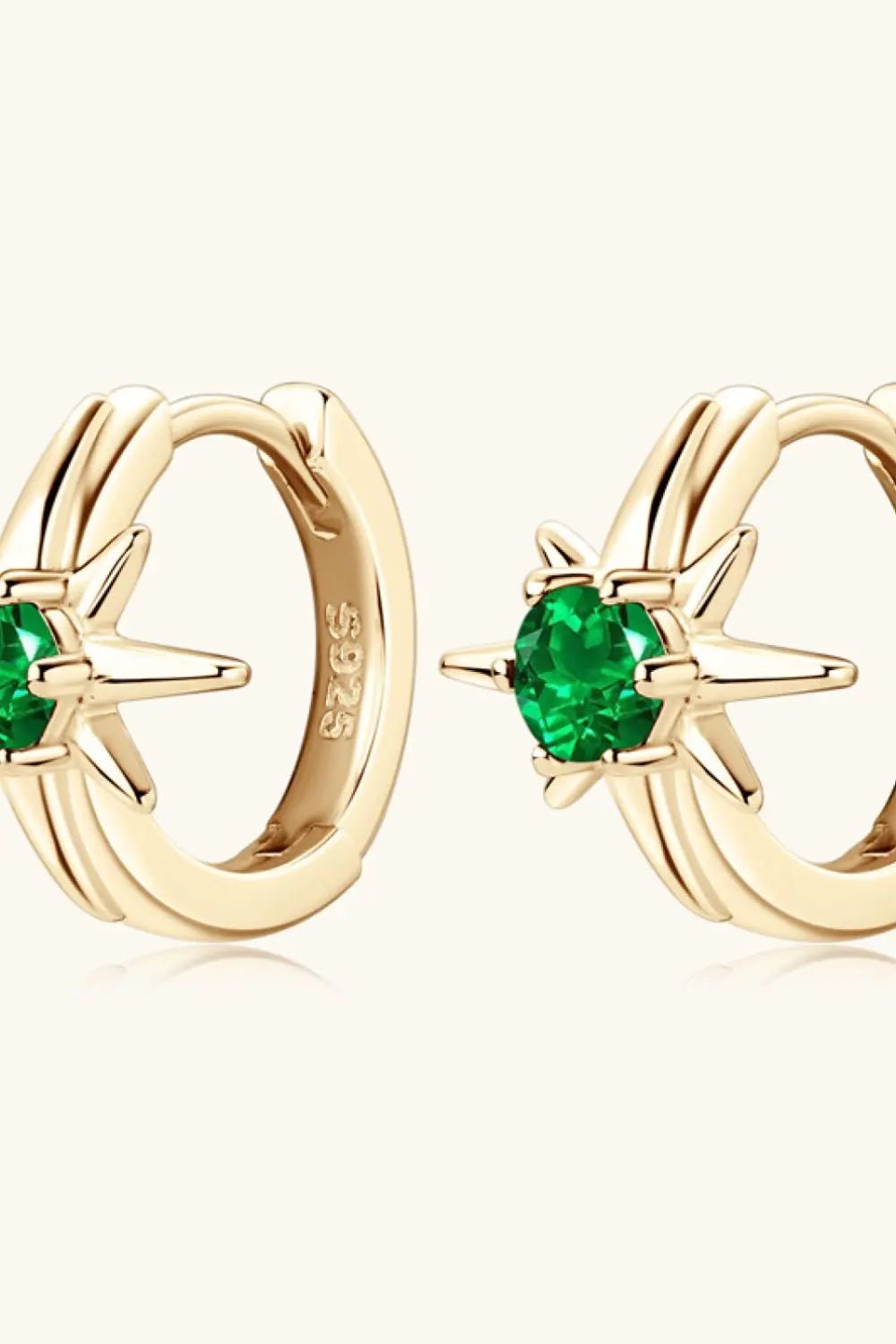 Lab-Grown Emerald Huggie Earrings 2668south