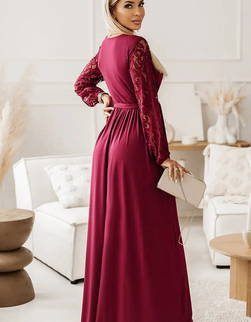 Load image into Gallery viewer, Lace Detail Surplice Tie-Waist Maxi Dress 2668south
