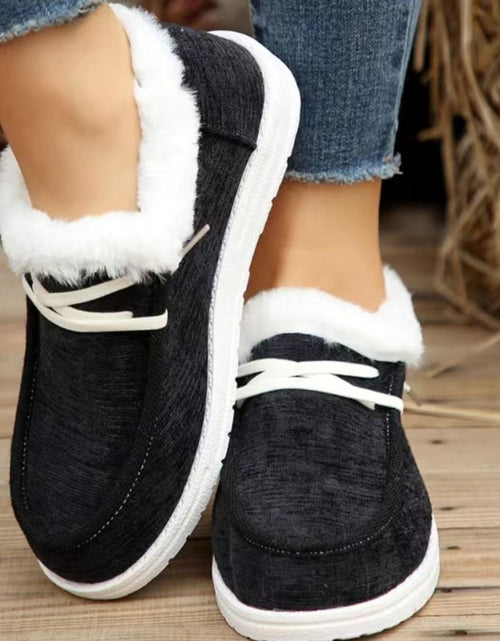 Load image into Gallery viewer, Lace Up Round Toe Furry Sneakers 2668south
