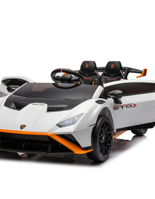 Load image into Gallery viewer, Lamborghini 24 V Ride on Sports Car with Remote Control, Licensed Lamborghini STO Battery Powered Ride on Toy Cars W/Dynamic Music/360° Spin/Drift/Bluetooth/Led Light, Electric Car for Kids 3-8, Gray 2668south
