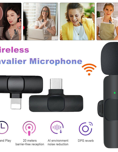 Load image into Gallery viewer, Lavalier Mini Microphone Wireless Audio Video Recording With Phone Charging Wireless Lavalier Microphone Broadcast Lapel Microphones Set Short Video Recording Chargeable Handheld Microphone Live Stre 2668south
