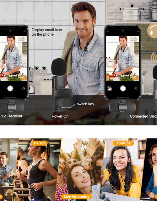 Load image into Gallery viewer, Lavalier Mini Microphone Wireless Audio Video Recording With Phone Charging Wireless Lavalier Microphone Broadcast Lapel Microphones Set Short Video Recording Chargeable Handheld Microphone Live Stre 2668south

