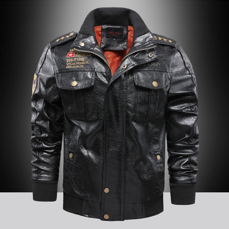 Leather Jacket Men's Stand-up Collar Slim Fit Short 2668south