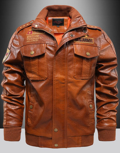 Load image into Gallery viewer, Leather Jacket Men&#39;s Stand-up Collar Slim Fit Short 2668south
