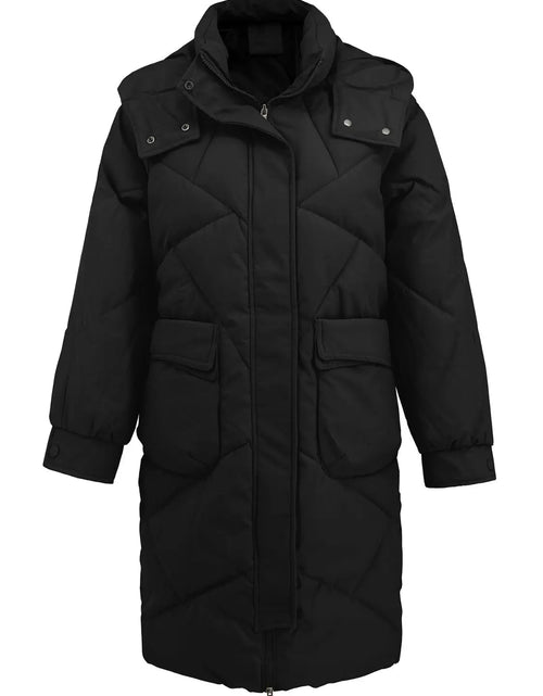 Load image into Gallery viewer, Long Sleeve Longline Hooded Winter Coat with Pockets 2668south
