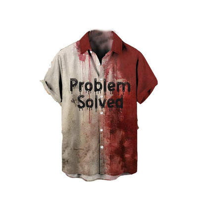 Loose Bloody Printed Casual Men's Clothing Shirt 2668south