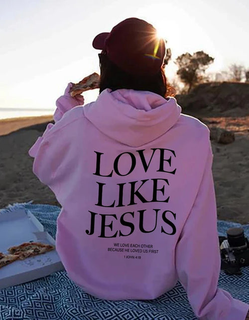 Load image into Gallery viewer, Love like Jesus Inspirational Christian Hoodie Faith Based Religious Hoodies Christian Apparel Bible Verse Jesus Sweatshirt Top 2668south
