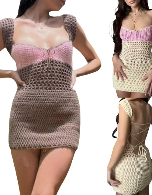 Load image into Gallery viewer, Low-cut Vest Lace-up Knitted Slim Fit Dress 2668south
