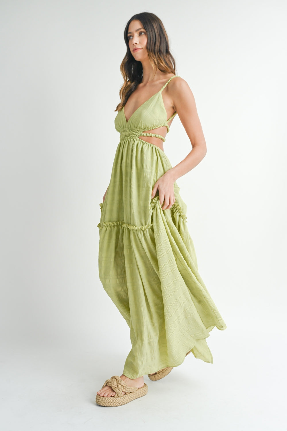 MABLE Cutout Waist Backless Maxi Dress 2668south