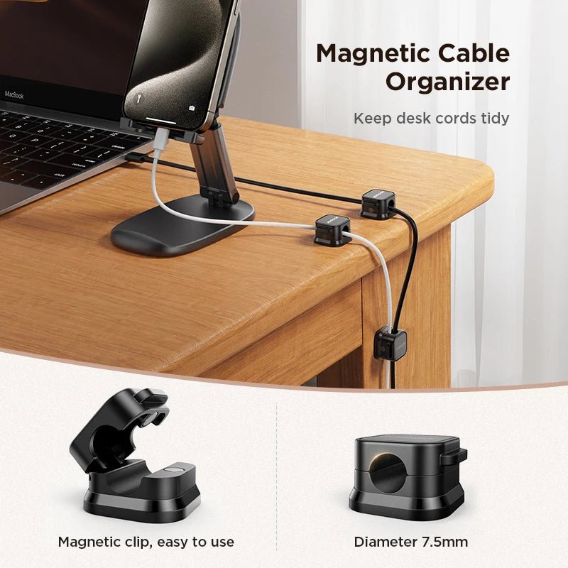 Magnetic Cable Clips Cable Smooth Adjustable Cord Holder under Desk Cable Management Wire Keeper Cable Organizer Holder 2668south