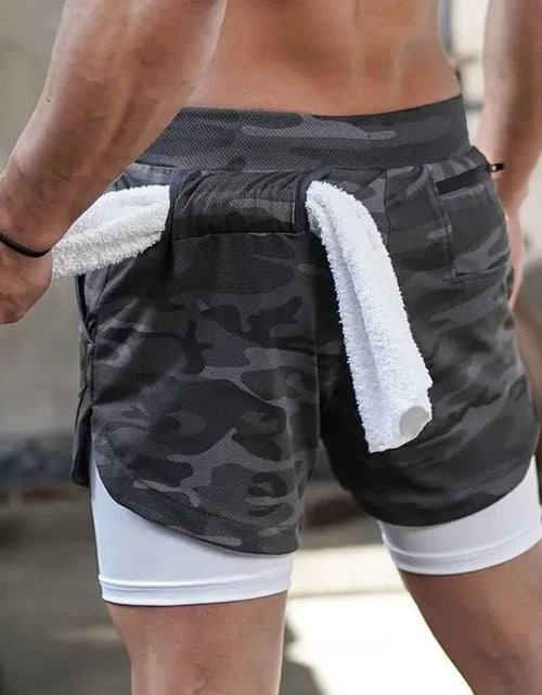 Load image into Gallery viewer, Men 2 in 1 Running Shorts Jogging Gym Fitness Training Quick Dry Beach Short Pants Male Summer Sports Workout Bottoms Clothing 2668south
