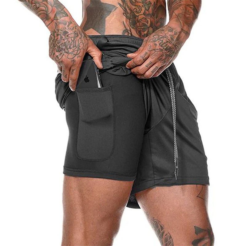 Men 2 in 1 Running Shorts Jogging Gym Fitness Training Quick Dry Beach Short Pants Male Summer Sports Workout Bottoms Clothing 2668south