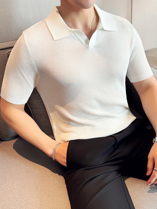 Men's Breathable Casual V-neck Lapel Polo Shirt 2668south