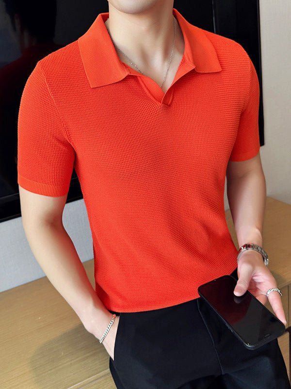 Men's Breathable Casual V-neck Lapel Polo Shirt 2668south