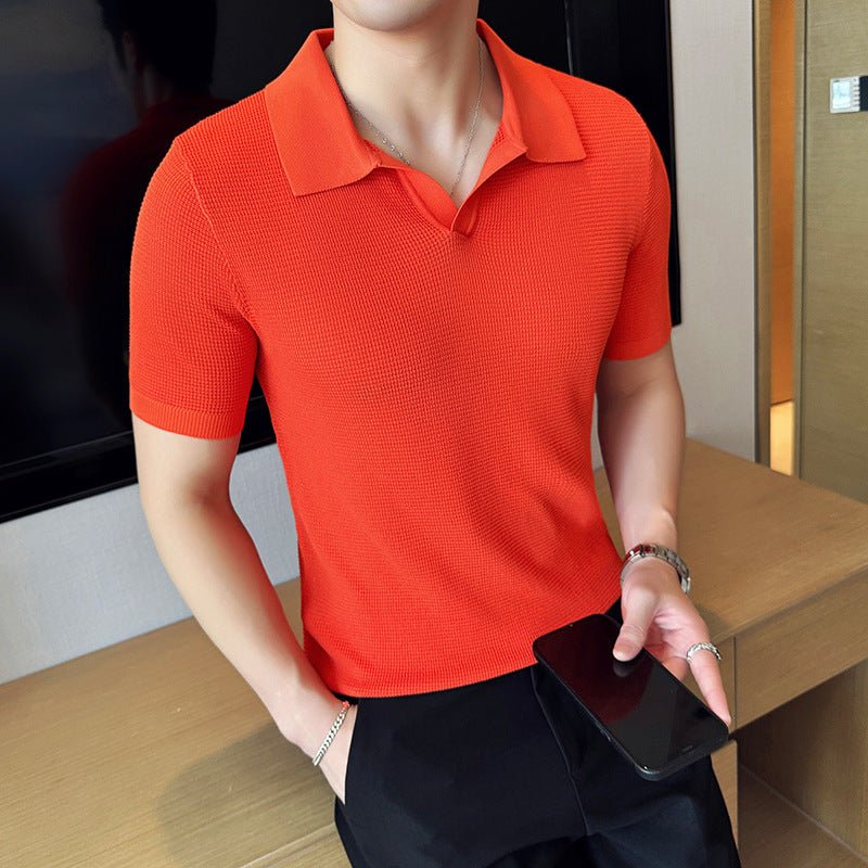 Men's Breathable Casual V-neck Lapel Polo Shirt 2668south