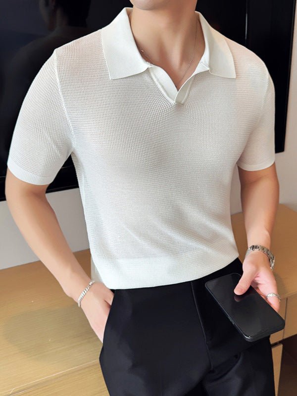 Men's Breathable Casual V-neck Lapel Polo Shirt 2668south