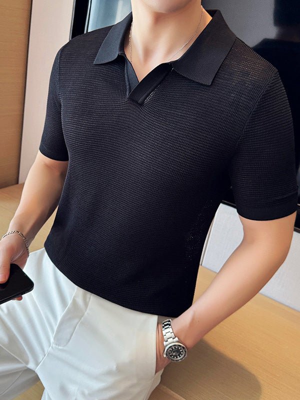 Men's Breathable Casual V-neck Lapel Polo Shirt 2668south