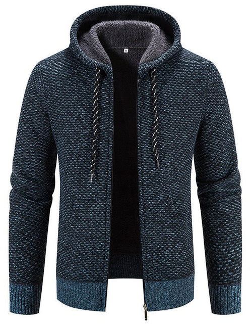 Load image into Gallery viewer, Men&#39;s Cardigan Coat Fleece-lined Thick Hooded Solid Color Sweater 2668south
