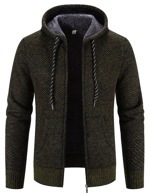 Load image into Gallery viewer, Men&#39;s Cardigan Coat Fleece-lined Thick Hooded Solid Color Sweater 2668south
