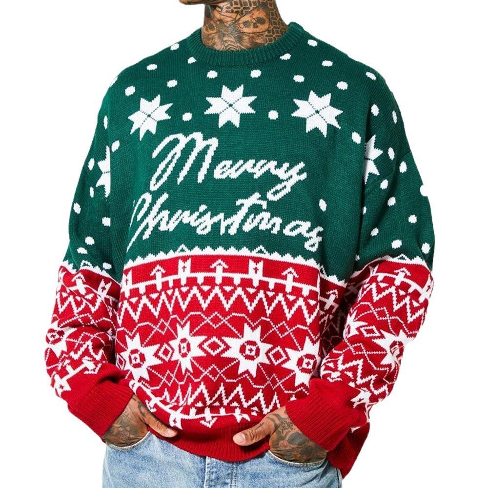 Men's Christmas Jacquard Loose-fitting Sweater 2668south