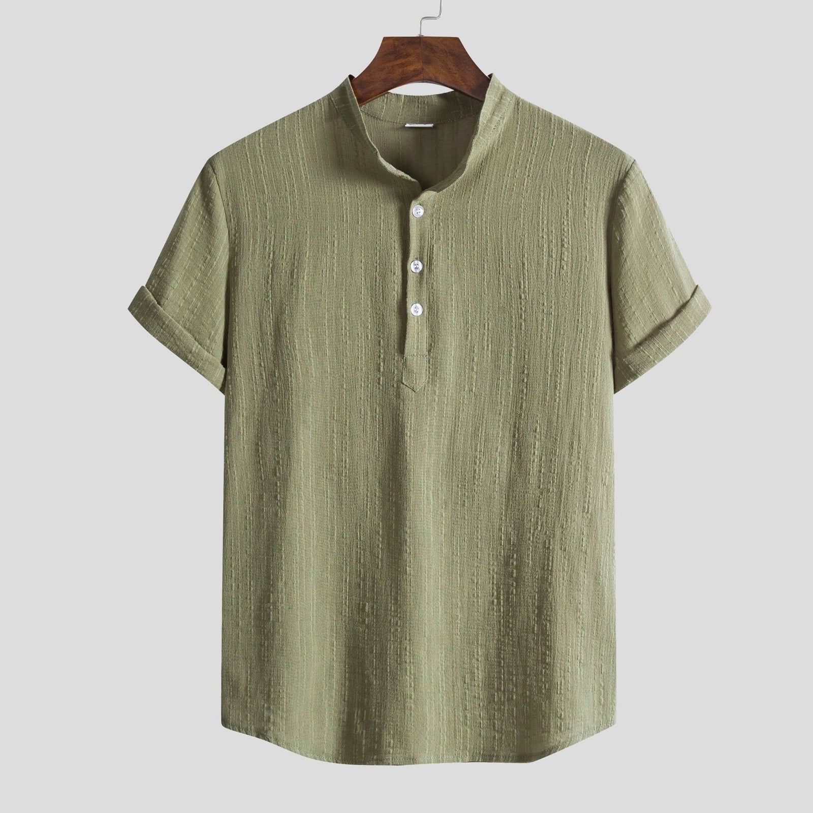 Men's Cotton Linen Shirt Stand Collar 2668south