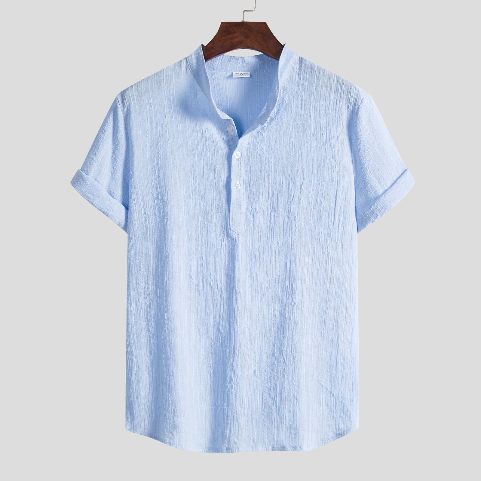 Men's Cotton Linen Shirt Stand Collar 2668south