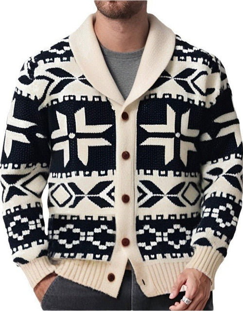 Load image into Gallery viewer, Men&#39;s European And American Retro Heavy-duty Jacquard Sweater 2668south
