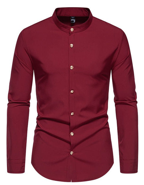 Load image into Gallery viewer, Men&#39;s Fashion Solid Color Party Shirt Metal Button Long Sleeve 2668south
