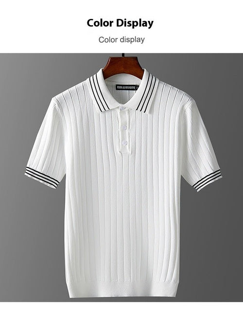 Load image into Gallery viewer, Men&#39;s Ice Silk Short Sleeve Thin Lapels Polo Sweater 2668south
