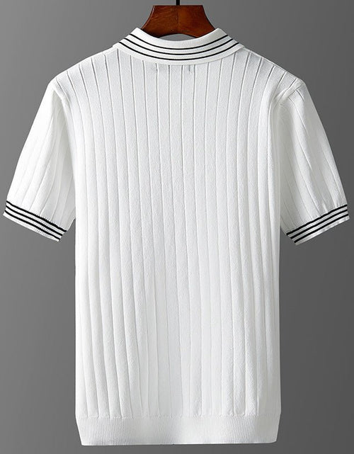 Load image into Gallery viewer, Men&#39;s Ice Silk Short Sleeve Thin Lapels Polo Sweater 2668south
