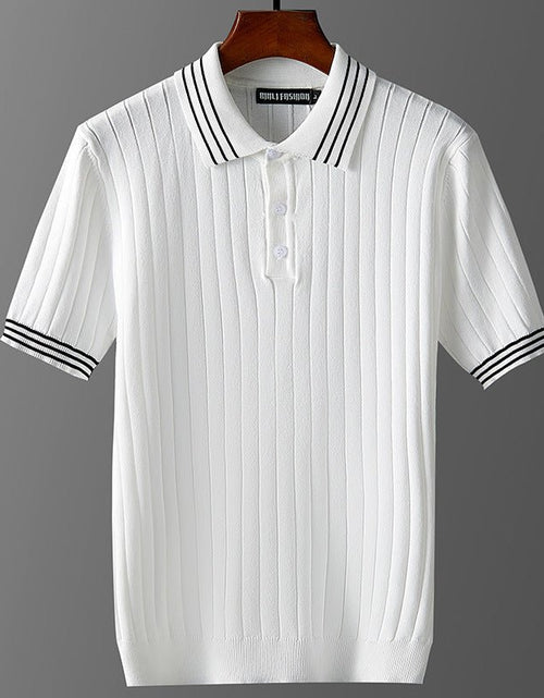 Load image into Gallery viewer, Men&#39;s Ice Silk Short Sleeve Thin Lapels Polo Sweater 2668south
