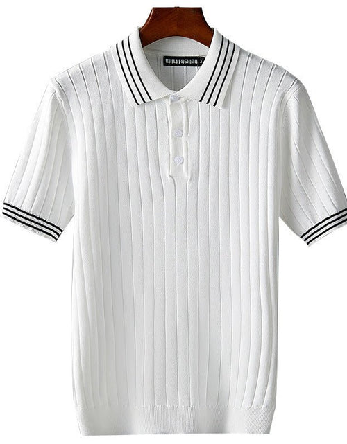 Load image into Gallery viewer, Men&#39;s Ice Silk Short Sleeve Thin Lapels Polo Sweater 2668south
