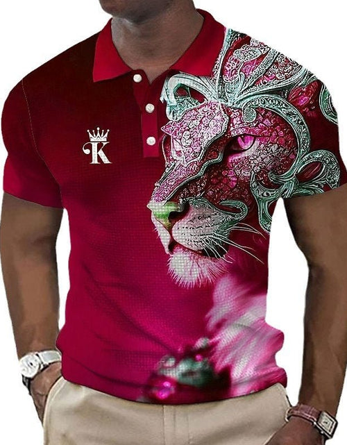 Load image into Gallery viewer, Men&#39;s Polo Shirt Button Lapel Flanging Street Printing Short Sleeve 2668south
