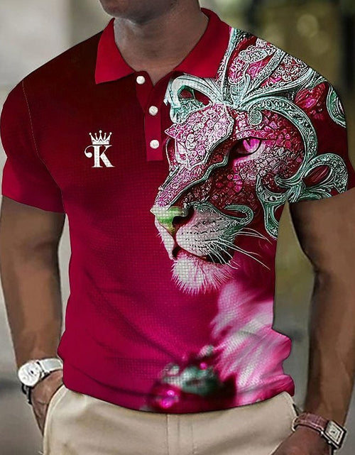 Load image into Gallery viewer, Men&#39;s Polo Shirt Button Lapel Flanging Street Printing Short Sleeve 2668south
