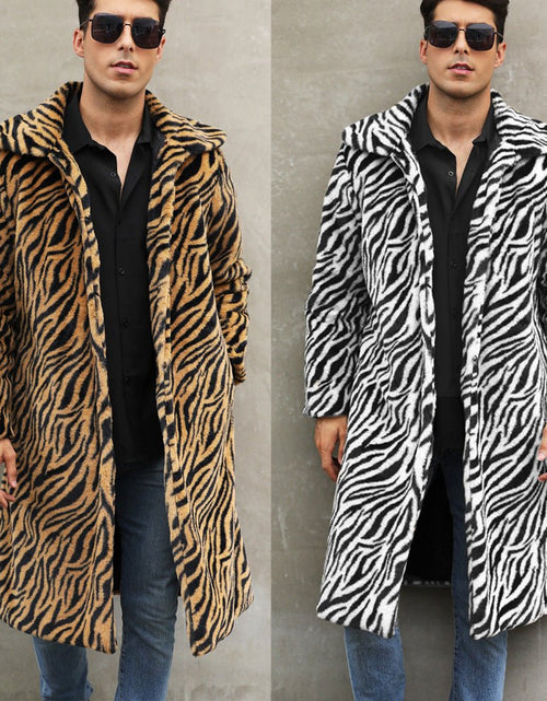 Load image into Gallery viewer, Men&#39;s Square Collar Imitation Fur Long Coat Overcoat 2668south
