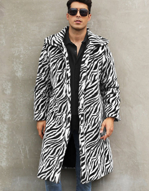 Load image into Gallery viewer, Men&#39;s Square Collar Imitation Fur Long Coat Overcoat 2668south
