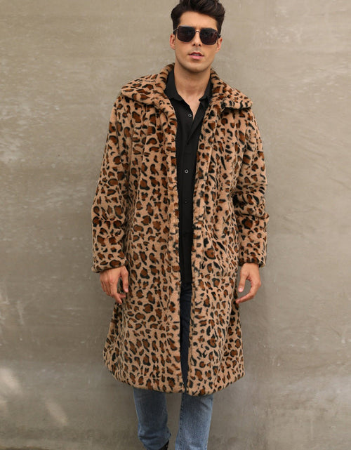 Load image into Gallery viewer, Men&#39;s Square Collar Imitation Fur Long Coat Overcoat 2668south
