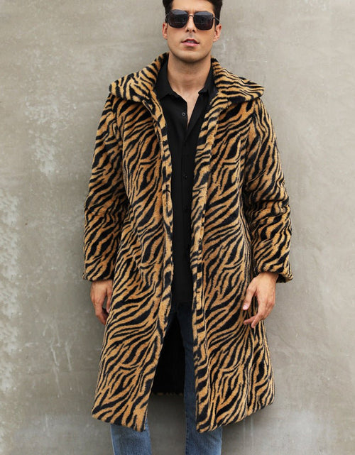 Load image into Gallery viewer, Men&#39;s Square Collar Imitation Fur Long Coat Overcoat 2668south
