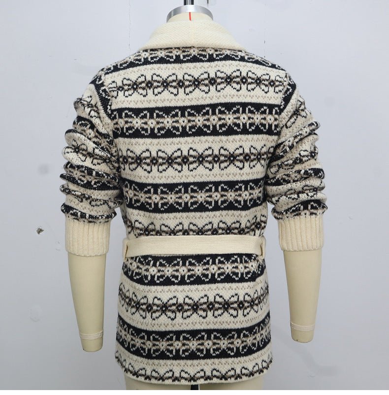 Men's Thickened Brocade Sweater Mid-length Coat 2668south