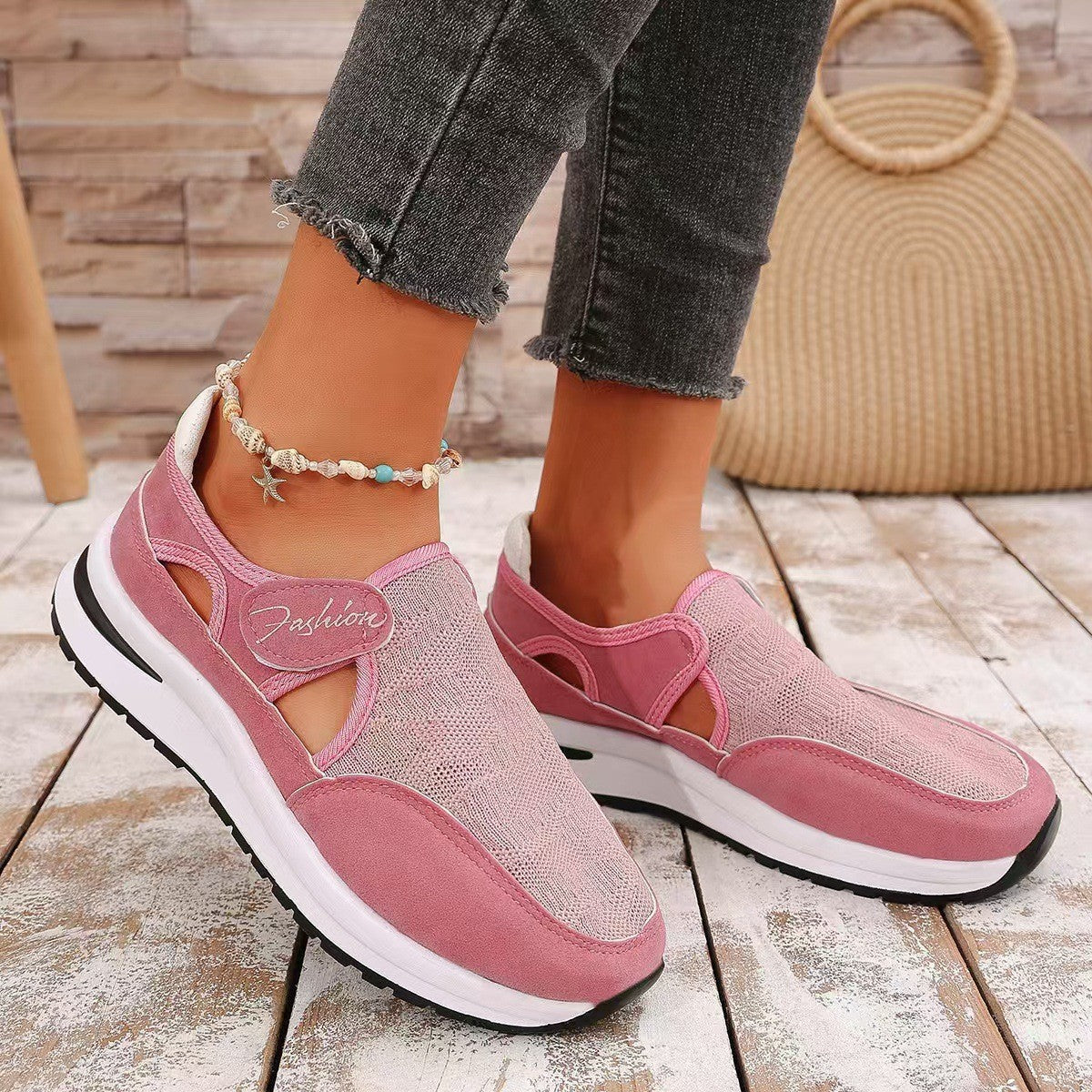 Mesh Round Toe Platform Sneakers 2668south