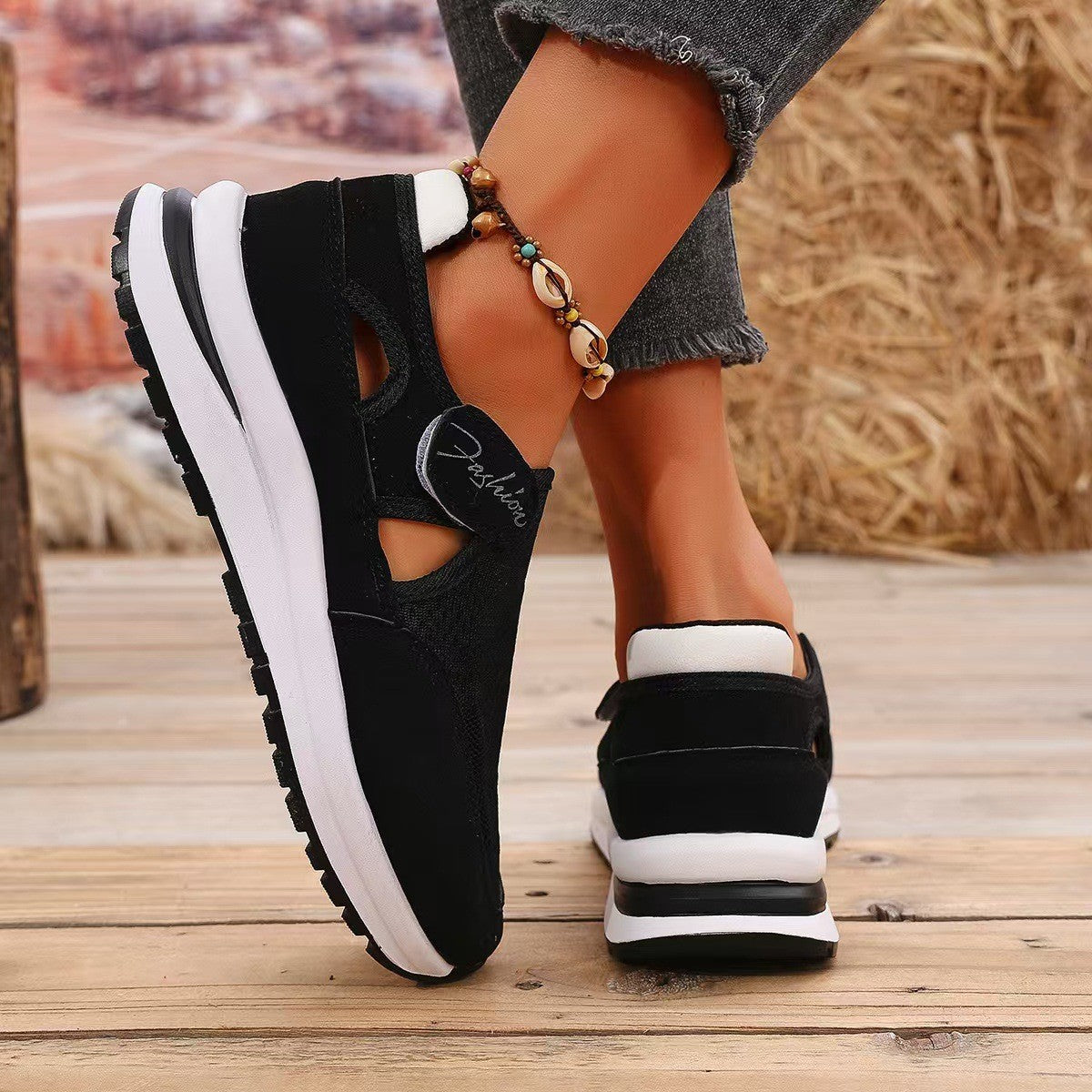 Mesh Round Toe Platform Sneakers 2668south