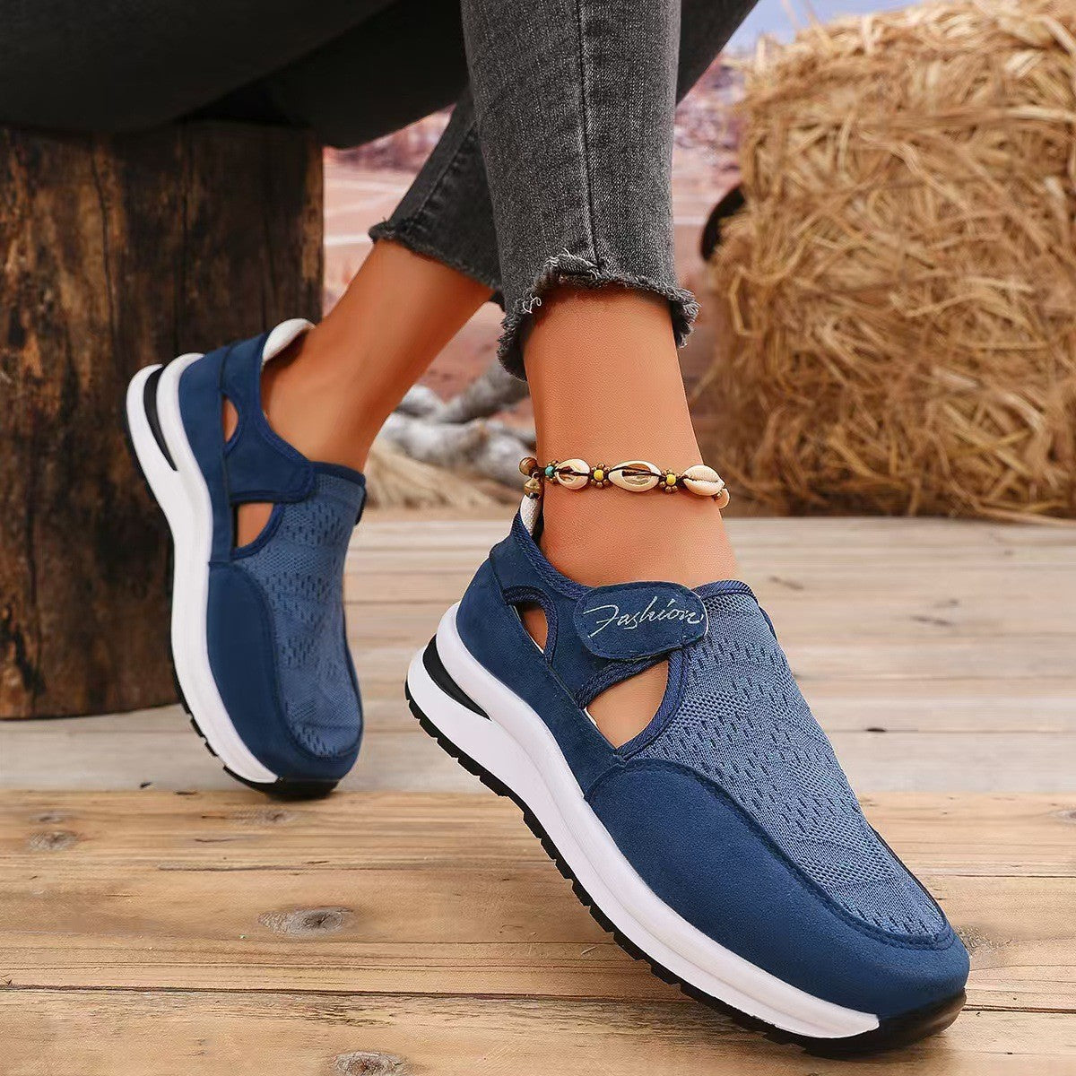 Mesh Round Toe Platform Sneakers 2668south