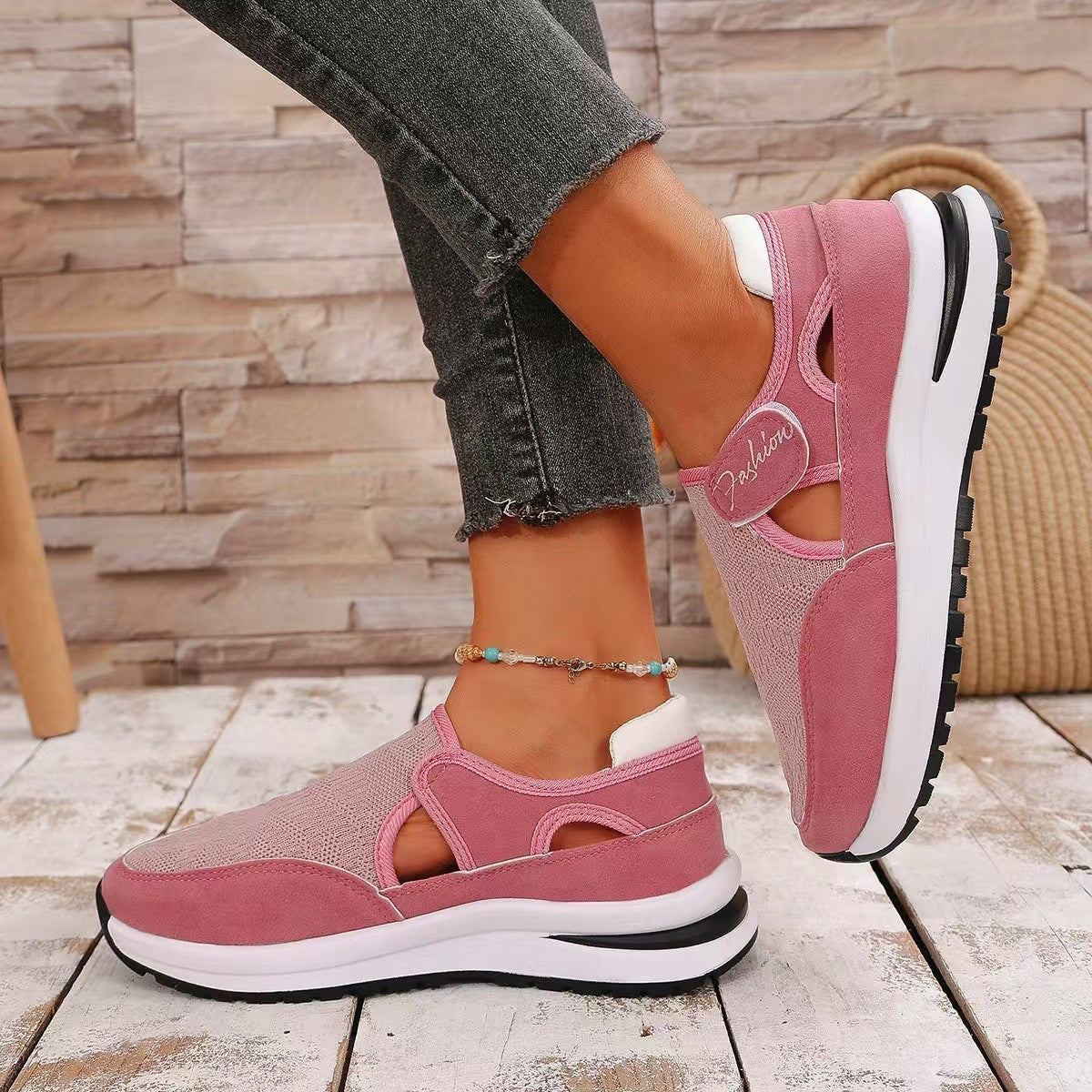 Mesh Round Toe Platform Sneakers 2668south