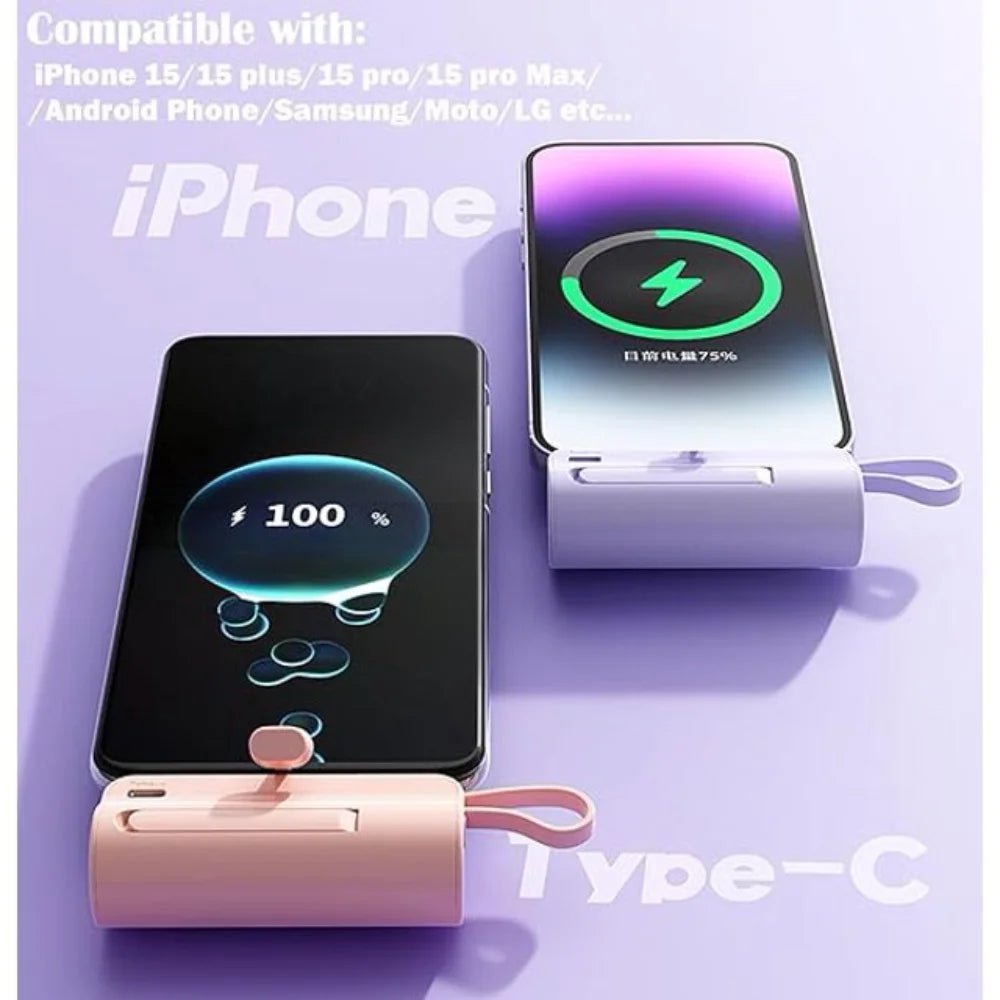 Mini Power Bank,Capsule Power Phone Charger 5500Mah,Portable Charger with Dual USB-C Ports for Iphone 15/15 Plus/15 Pro/15 Pro Max/Android Phone/Samsung/Moto/Lg Etc (Pink) 2668south