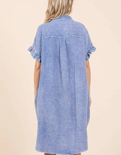 Load image into Gallery viewer, Mittoshop Mineral Wash Cotton Gauze Mini Shirt Dress 2668south
